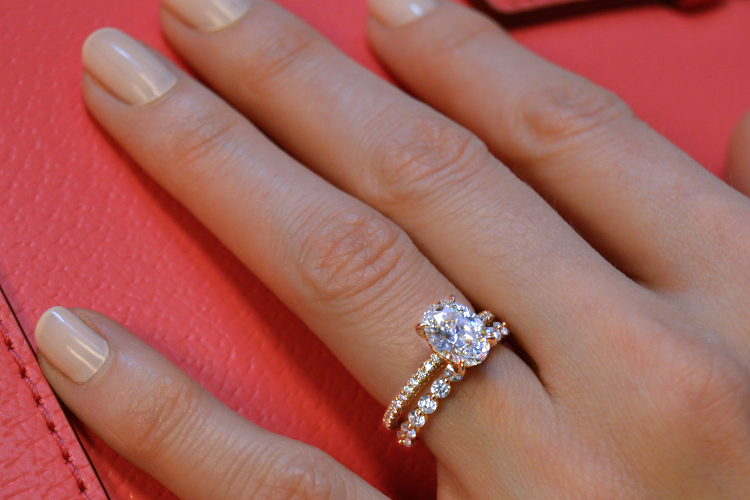 Rose gold engagement ring and wedding band maxx