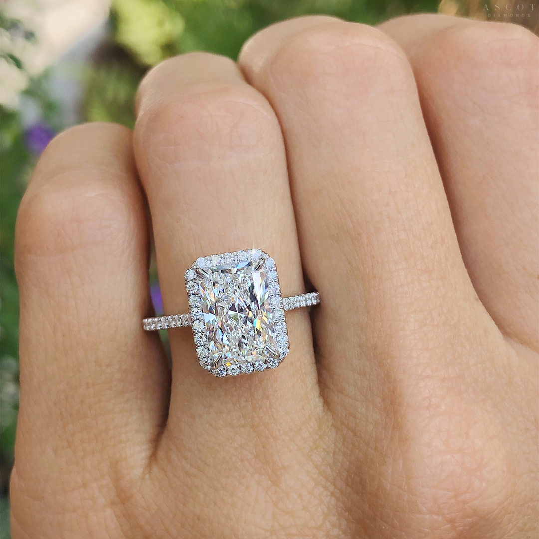 radiant cut diamond ring with halo