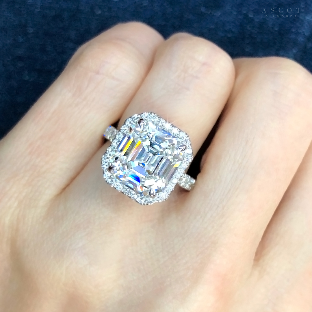 Emerald Cut Diamond Halo Engagement Ring By Ascot Diamonds 