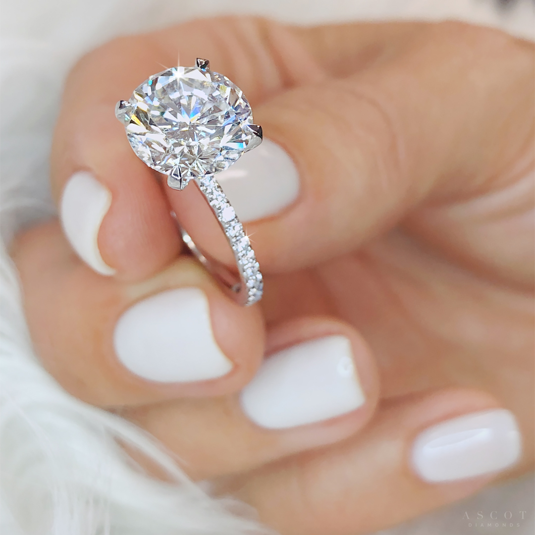 Flame Round Diamond Engagement Ring, Platinum - Graff