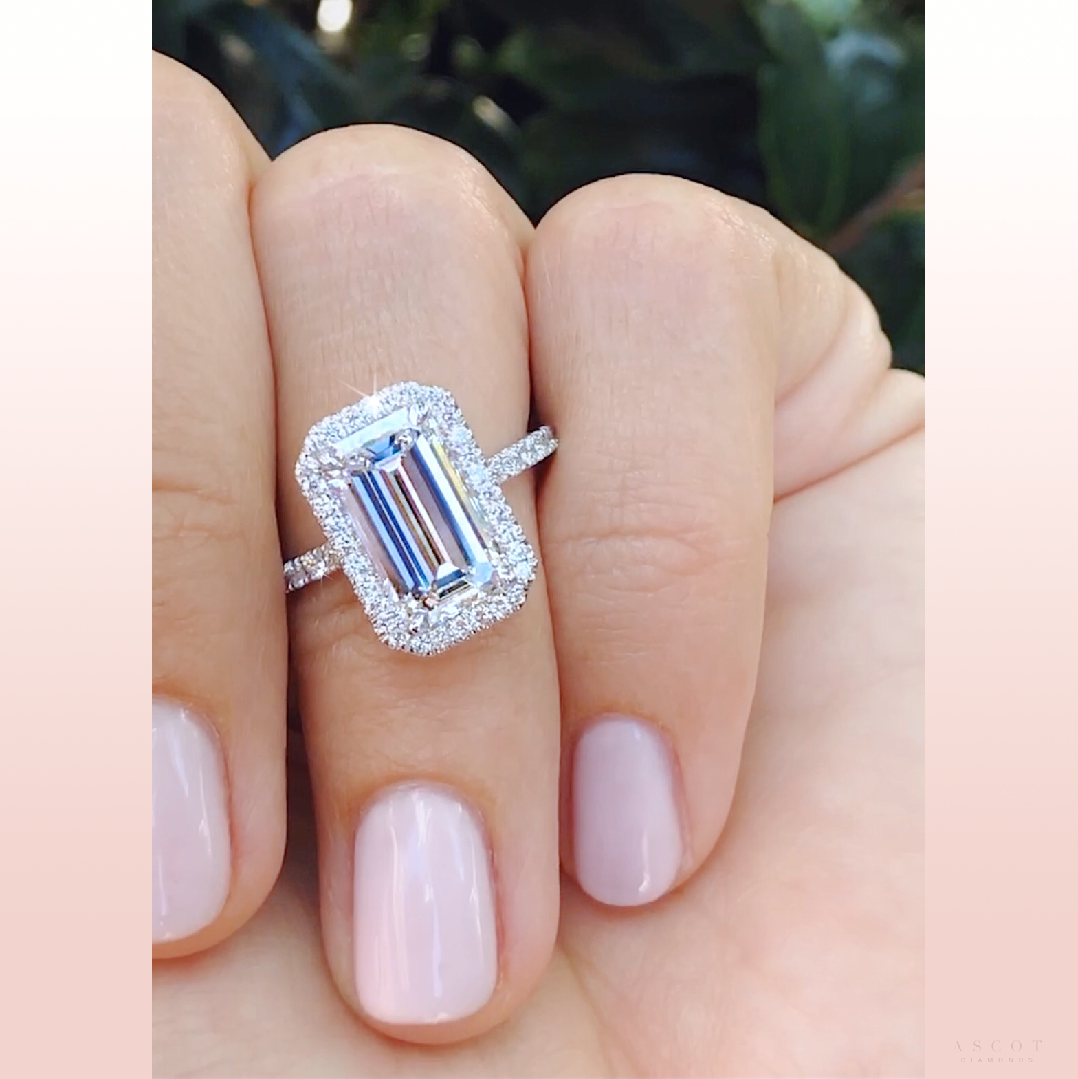 Custom Emerald Cut Diamond Halo Ring By Ascot Diamonds In Atlanta 
