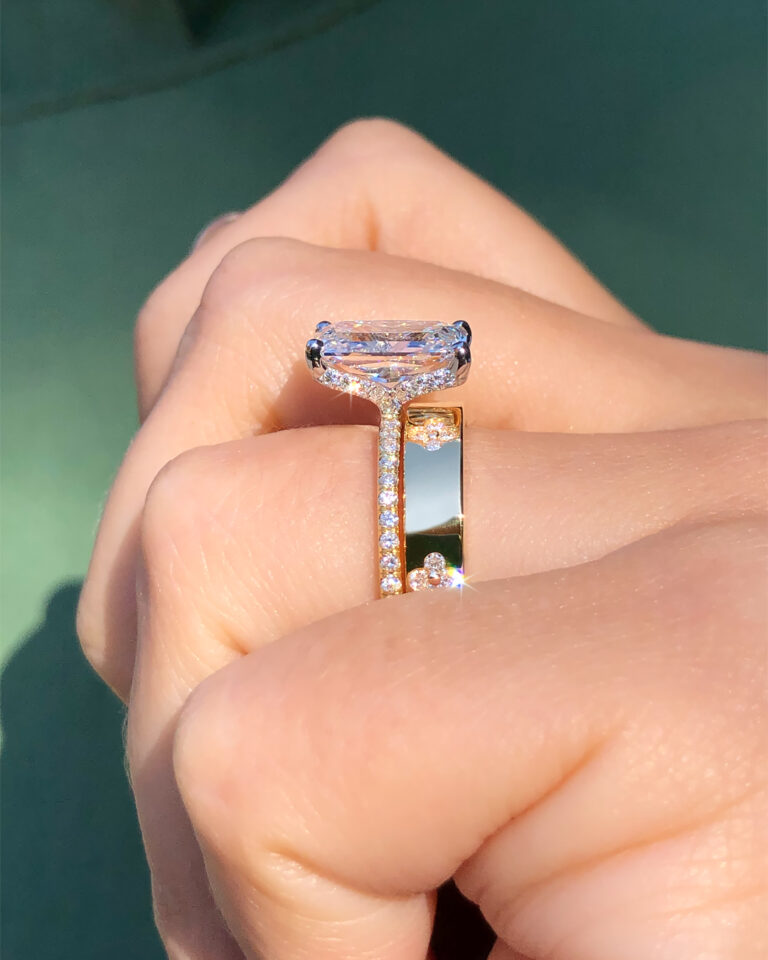 Amazon.com: 14K Rose Gold Princess Cut Halo Engagement Ring Twist Shank  Vintage Halo Ring Twisted Ring Cushion Square Halo Forever One Colorless  Moissanite Center Ring For Her : Handmade Products